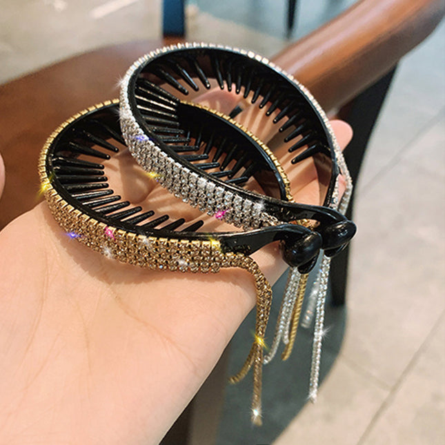Ryp-Kleurige Rhinestone Haarspeld Haarornamente Vir Vroue