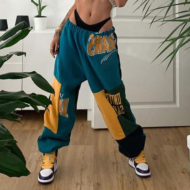 Women's Fashion Trend Patchwork Color Sweatpants