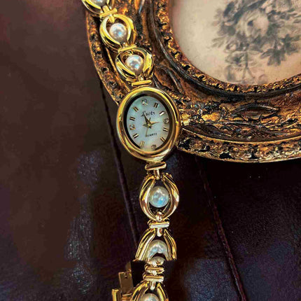 Mid-ancient Light Luxury Imitation Pearl Watch Temperamental Bracelet Women's Watch