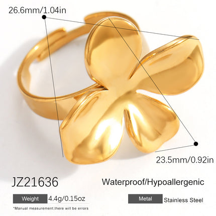 Womens Minimalist, Stylish Flower-shaped Stainless Steel Ring