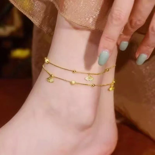 Elegant Double-layer Twin Anklet For Women