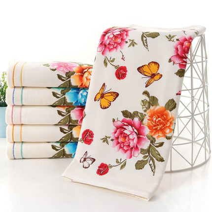Tweekleurige Laphanddoek Bedruk Met Peonies