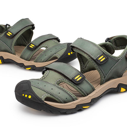 Men's Genuine Leather Beach Shoes Breathable Casual Sandals