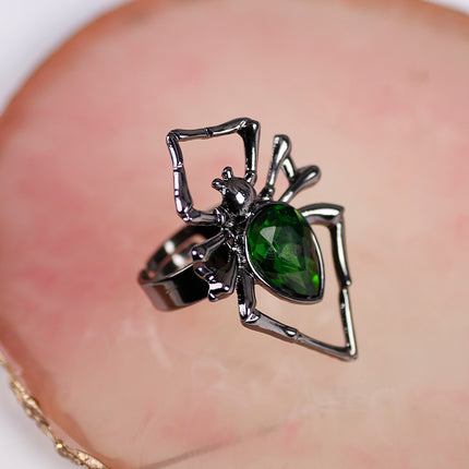 Retro-modieuse Dierering Kreatiewe Swart Spinnekop Ingelê met Strass