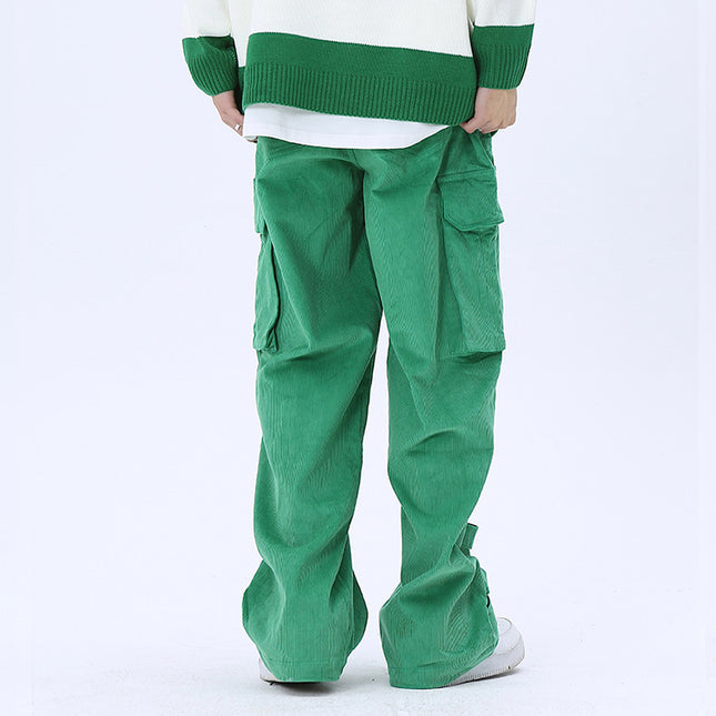 Men's Big Pocket Workwear Personality Strap Wide Leg Pants