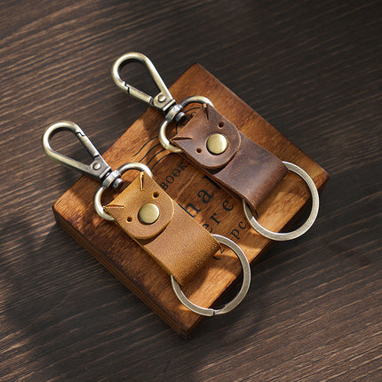 Leather Car Retro Cowhide Key Ring