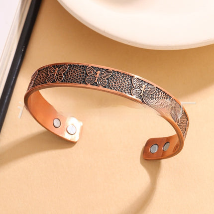 Rooi Koper Magnetiese Oues-Van-Dae Armband Met Vlinderontwerp Verlengde Magnetiese Slot