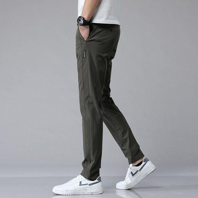 Summer Thin Ice Silk Men's Simple Smooth Stretch Casual Pants