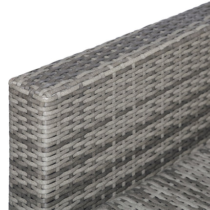 4-stuk Wicker Patio Meubelstel met Kussings, Buitelug Seksionele Meubels met 2 Banke, Liefdesitplek, en Glaskoel koffietafel, Gespreksbankstelle vir Tuin, Swart