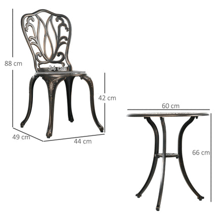 3-stuk Tuinbistro-stel Aluminium Buitenmeubelstel Vir 2 Patio Stoele En Tafel Met Sambreelgat Bronskleur