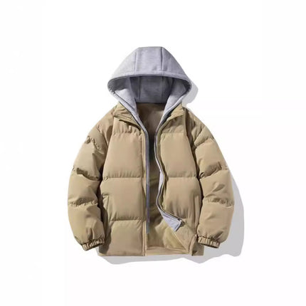 Men's High-grade Coat Fake Two-piece Thickened Warm