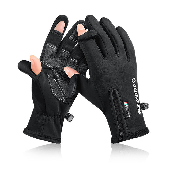 Men's Outdoor Windproof Zipper Touch Screen Gloves