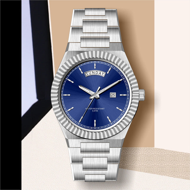 Business Gentleman's Log-Type Quartz Waterproof Steel Strap