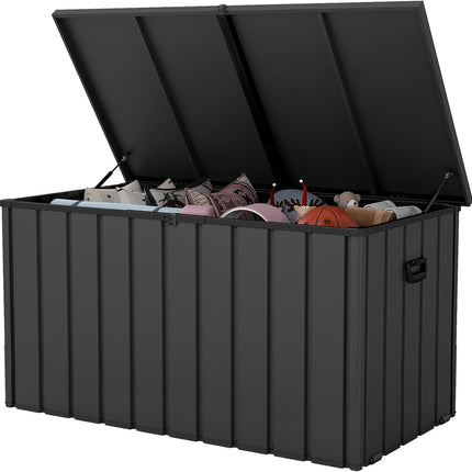 200 Gallon Metaal Dekkis, Waterdigte Buite Bergingskis Met Sluitbare Deksel, Groot Swembad Bergingskas Vir Patio Meubels Tuin Gereedskap Swembadtoebehore, Grys