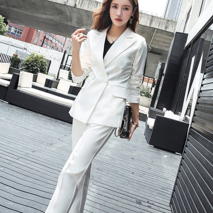White Suit Two-piece Female Spring And Autumn Self-cultivation Work Clothes Professional Suit