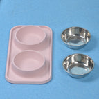 Cherry Powder / Double bowl pet table