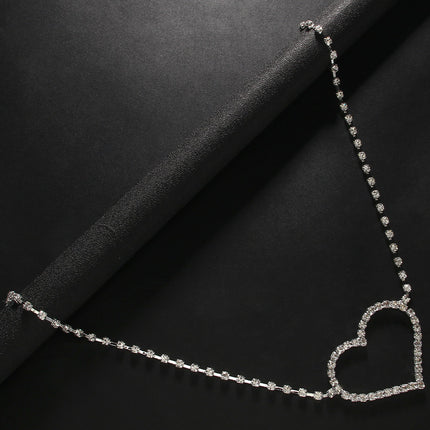 Eenvoudige Enkellaag Hartvormige Strass Middelketting Liggaamskettings
