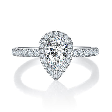 Peer-vormige Moissanite-stel Met Topgehalte Moissanite Luukse En Modieuse Ligte Luukse Juweliersware Silwerring S925 Silwer Elektroplateer Met Platinum