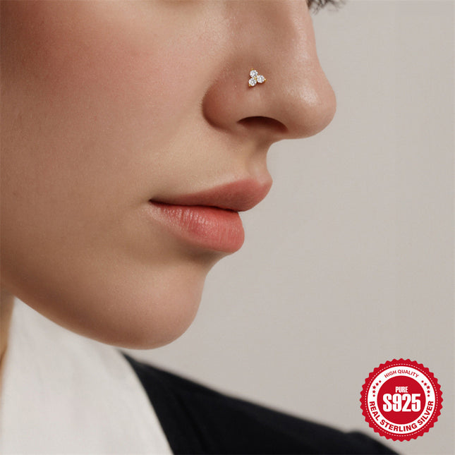 New 925 Sterling Silver Personalized Diamond Closed Nose Ring