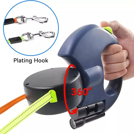 Retractable Lead Leash Double  Dual Doggie 2 Dog 50 Pounds For Pet