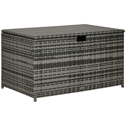 113 Gallon Buite Stoorboks, Rottang Dekboks vir Binne, Patio Meubelkussings, Swembad Tuin Gereedskap, Donkergrys