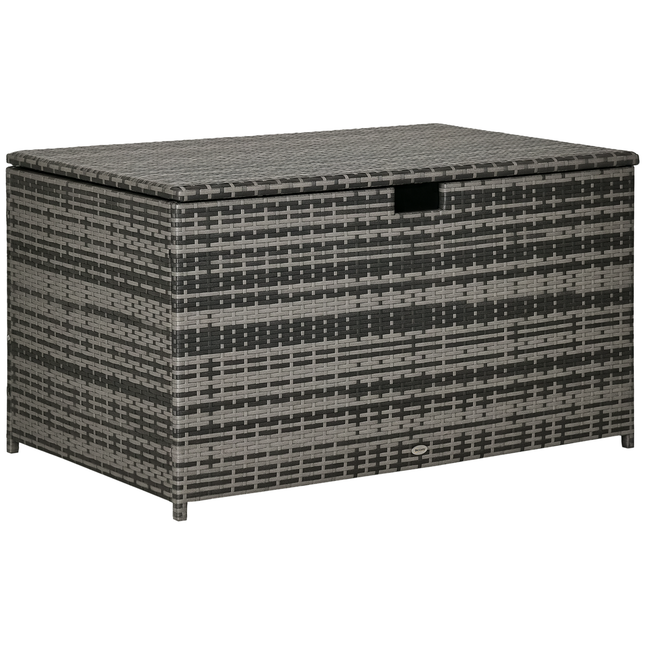 113 Gallon Outdoor Storage Box, Rattan Deck Box for Indoor, Patio Furniture Cushions, Pool Garden Tools, Dark Gray