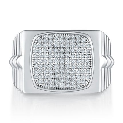 Mans Luukse en Modieuse Ligte Luukse Juweliersware Silwer Ring S925 Versilwerde Platinum Met Topgehalte Moissaniet