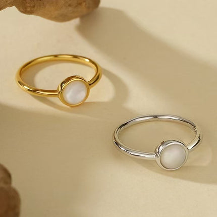 White Shell Ring Women's High-End Design European And American Style