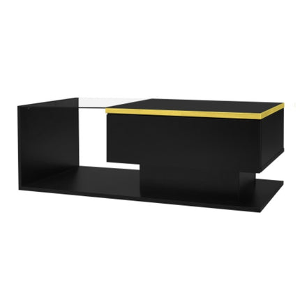 90 cm Lang Koffietafel, Hoogglans Wit. Kanttafels, Koffietafels Met Glas En LED-Effek
