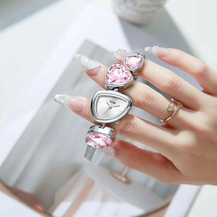 Mooi Mode Vrouehorlosies Ligluukse Kristal Diamant Armbandhorlosie