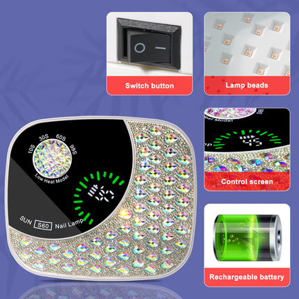 Professionele UV LED Naellamp vir Gelnasels, Koordlose Naellamp Herlaaibare Naeldroër vir Gelpolitoer, UV-uitsaaolig met 4 Tymer en Outomatiese Sensor, UV-liglamp vir Naelkuns in Salon of Tuis